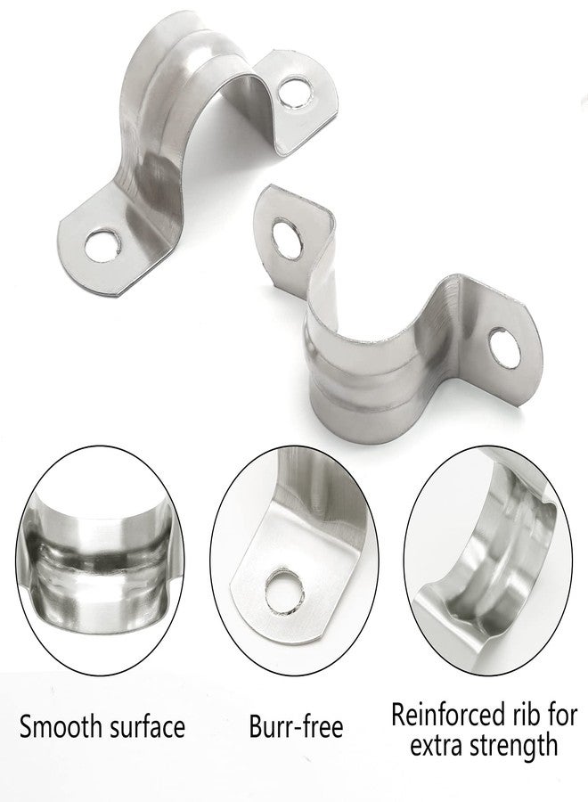 Suiwotin 50PCS M25 (1 Inch) Stainless Steel Rigid Pipe Hole Strap, U Bracket Pipe Strip Cable Clamp Hanger with 2 Holes Fit for 1 inch Pipes - Image 4